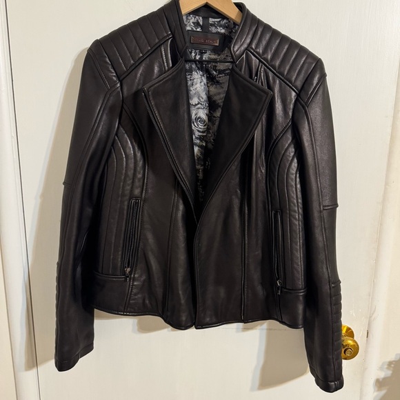 Black Rivet Genuine Leather Moto Jacket Size Large